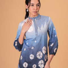Elegant Blue Cotton Embroidered Top
