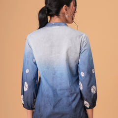 Elegant Blue Cotton Embroidered Top