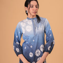 Elegant Blue Cotton Embroidered Top