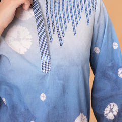 Elegant Blue Cotton Embroidered Top