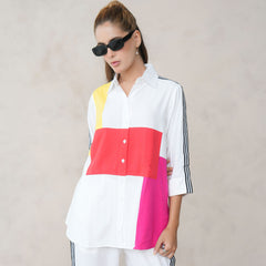 Women’s Multi-Color Cotton Embroidered Co-ord Set with Collar Neck Shirt