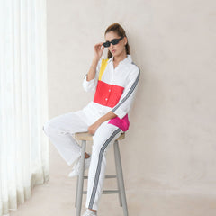 Women’s Multi-Color Cotton Embroidered Co-ord Set with Collar Neck Shirt