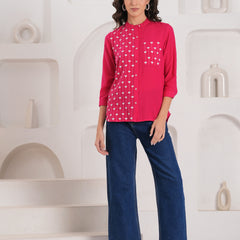 Pink Contemporary Threadwork Shirt