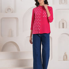 Pink Contemporary Threadwork Shirt