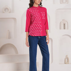 Pink Contemporary Threadwork Shirt