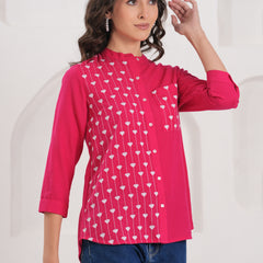 Pink Contemporary Threadwork Shirt