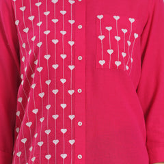 Pink Contemporary Threadwork Shirt