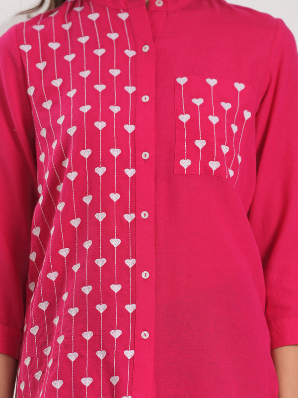 Pink Contemporary Threadwork Shirt