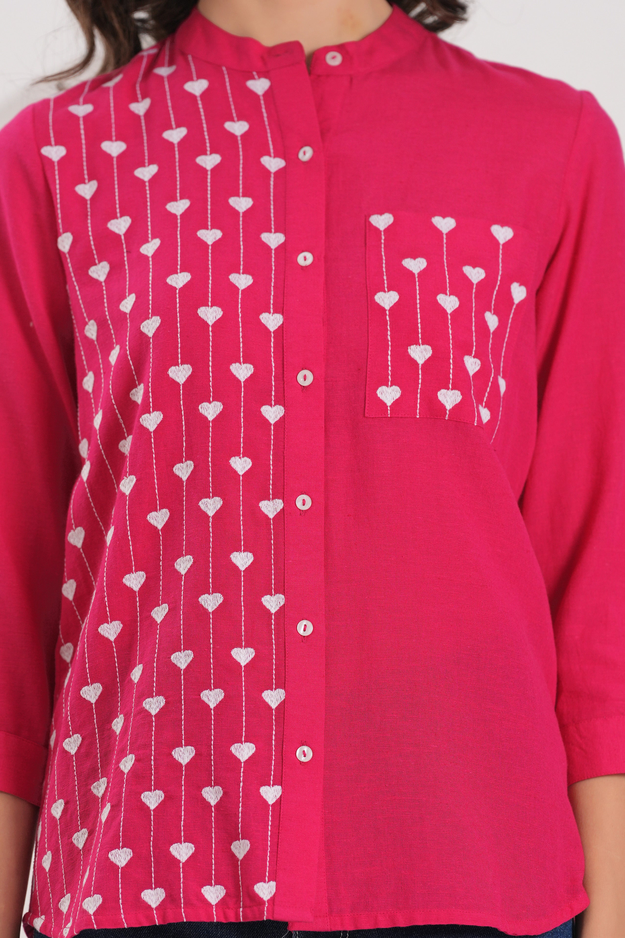 Pink Contemporary Threadwork Shirt