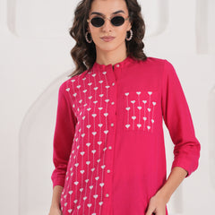 Pink Contemporary Threadwork Shirt