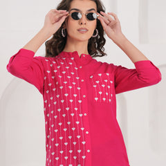 Pink Contemporary Threadwork Shirt