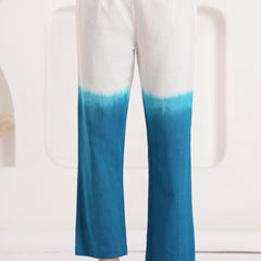 White & Blue Embroidered Cotton Co-ord Set