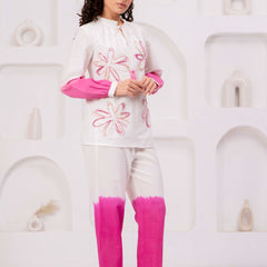 Elegant White & Pink Embroidered Co-Ord Set