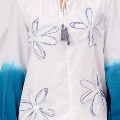 Elegant White & Teal Embroidered Co-Ord Set for Women