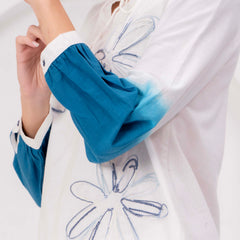 Elegant White & Teal Embroidered Co-Ord Set for Women
