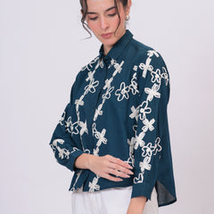 Teal embroidery shirts 