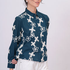 Teal embroidery shirts 