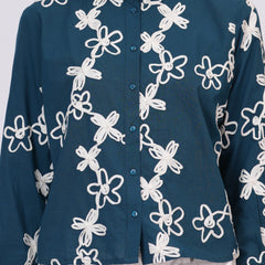 Teal embroidery shirts 