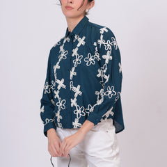 Teal embroidery shirts 