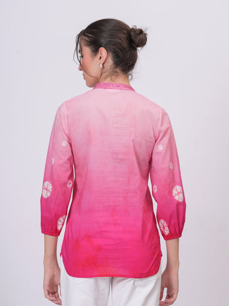 Elegant Pink Cotton Embroidered Top