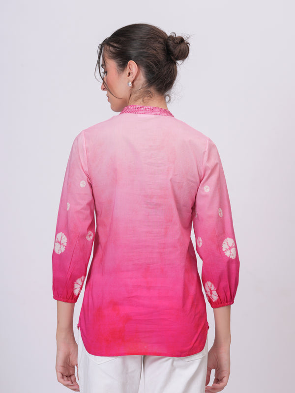 Elegant Pink Cotton Embroidered Top