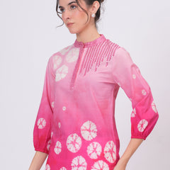 Elegant Pink Cotton Embroidered Top