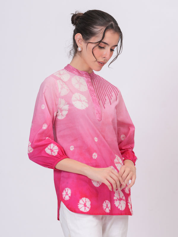 Elegant Pink Cotton Embroidered Top