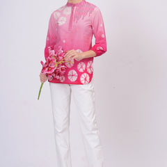 Elegant Pink Cotton Embroidered Top