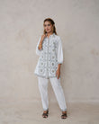White Festive Embroidered Cotton Co-ord Set