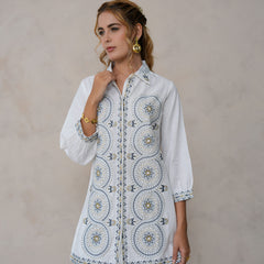 White Festive Embroidered Cotton Co-ord Set