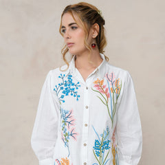 White Multicolor Embroidered Cotton Co-ord Set