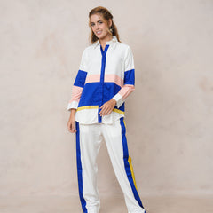 Women’s White & Blue Imported Tencel Embroidered Co-ord Set
