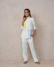 Women’s Off White Embroidered Crop Top Co-ord Set