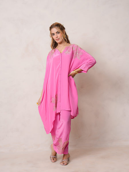 Fuchsia Pink Kaftan Kurta set
