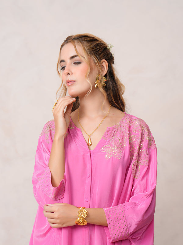 Fuchsia Pink Kaftan Kurta set
