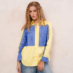 Yellow & Blue Contrast Cotton Shirt
