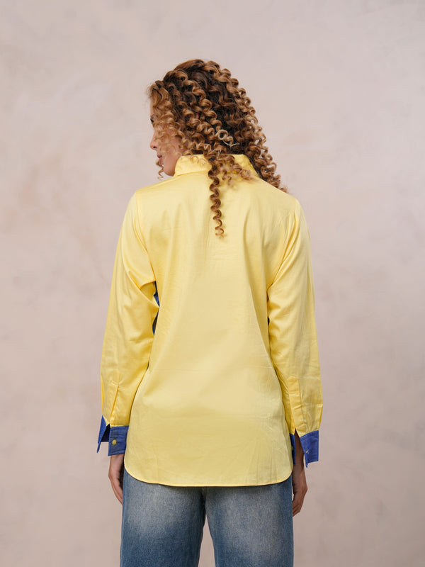Yellow & Blue Contrast Cotton Shirt