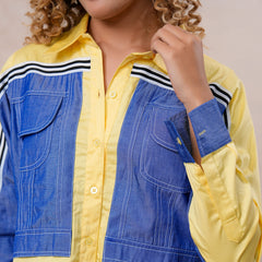 Yellow & Blue Contrast Cotton Shirt