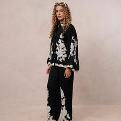 Women’s Black Viscose Embroidered Co-ord Set