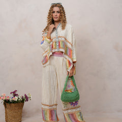 Women’s Multi-Color Cotton Embroidered Co-ord Set