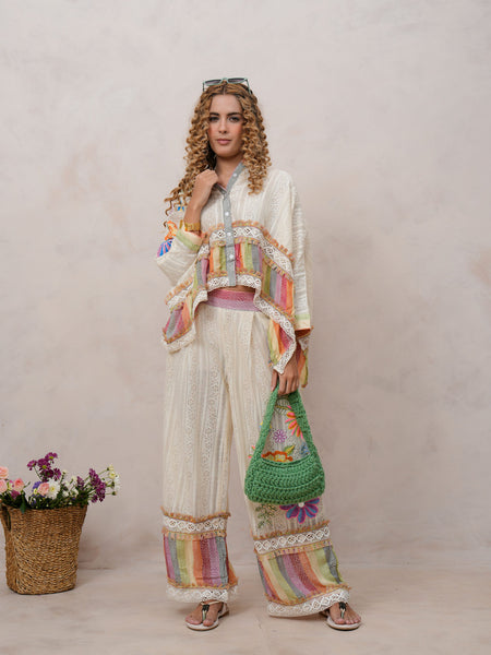 Women’s Multi-Color Cotton Embroidered Co-ord Set