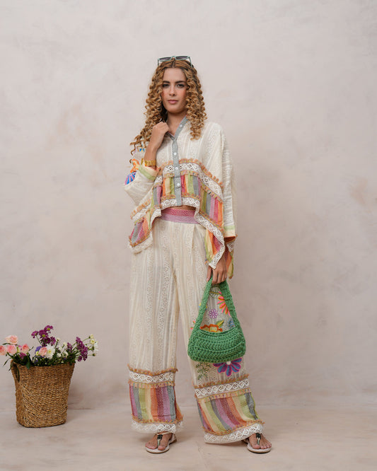 Women’s Multi-Color Cotton Embroidered Co-ord Set