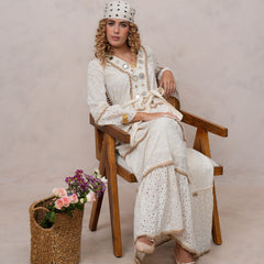 Women’s Off White Cotton Embroidered Maxi Dress