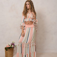 Women’s Multi-Color Viscose Embroidered Ethnic Gown