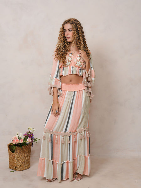 Women’s Multi-Color Viscose Embroidered Ethnic Gown