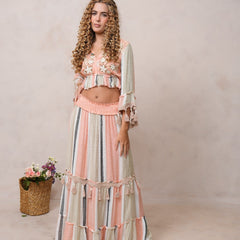 Women’s Multi-Color Viscose Embroidered Ethnic Gown