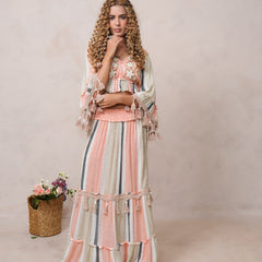 Women’s Multi-Color Viscose Embroidered Ethnic Gown