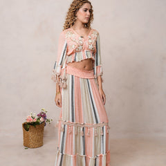Women’s Multi-Color Viscose Embroidered Ethnic Gown