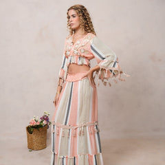 Women’s Multi-Color Viscose Embroidered Ethnic Gown