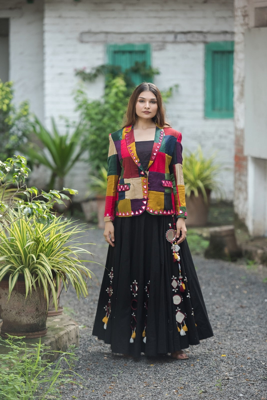 Regal Radiance Mashroo Mirror Work Blazer